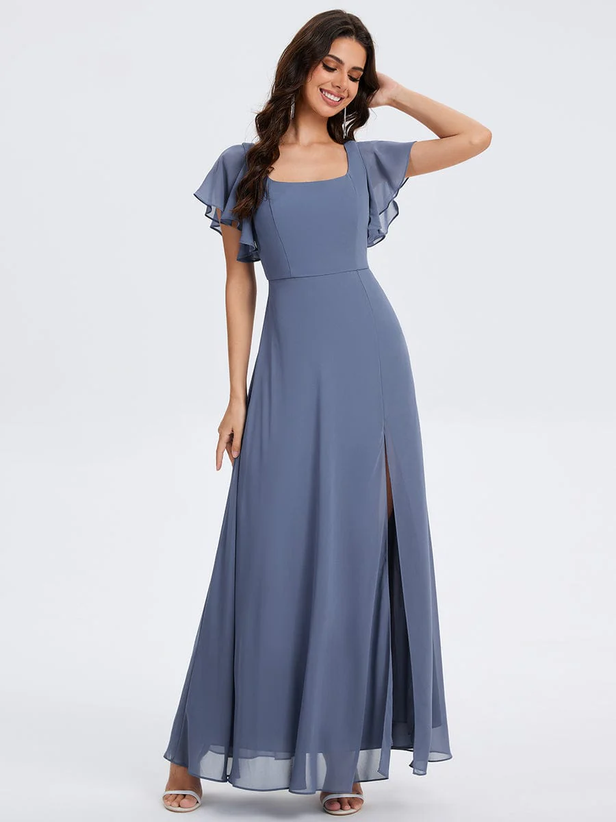 ever WISTERIA|Floral Tie Back Ruffle Sleeves Square Neck Maxi Evening Dress - Image 11