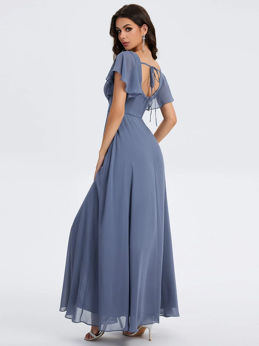 ever WISTERIA|Floral Tie Back Ruffle Sleeves Square Neck Maxi Evening Dress - Image 8