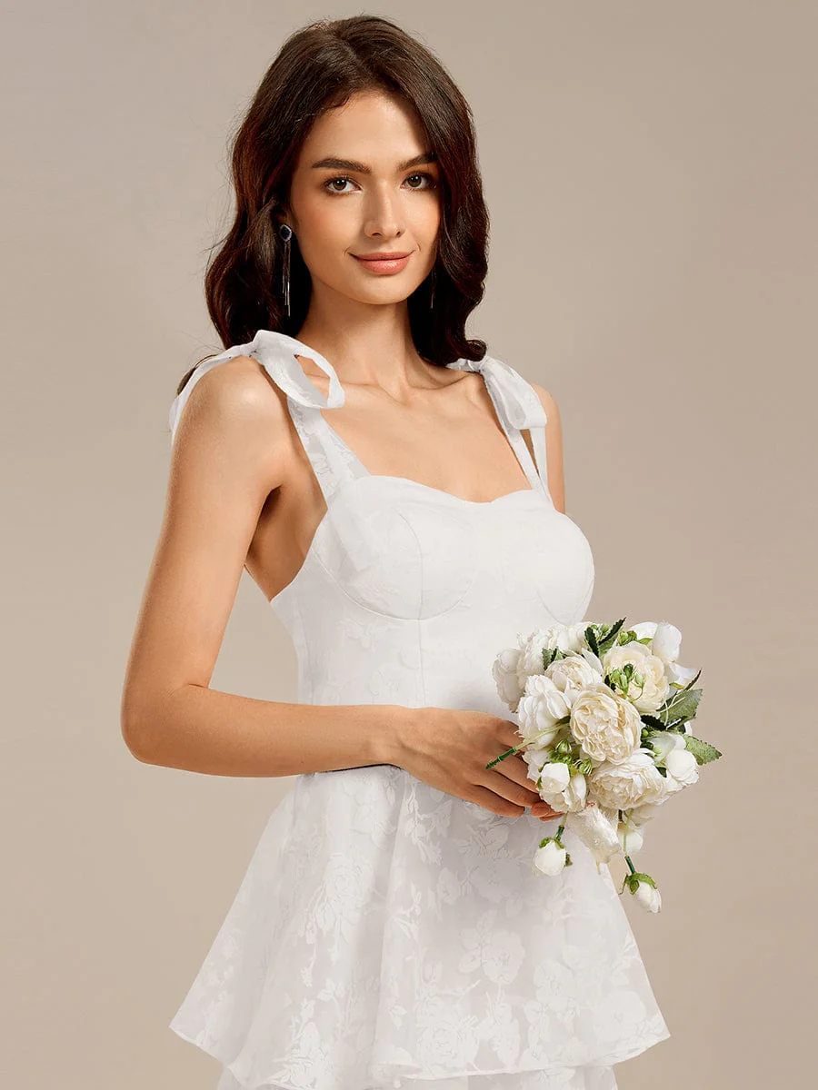 ever CODI|Floral Tie-Strap Bustier Tiered Midi Wedding Dress - Image 3