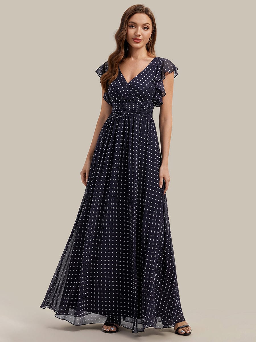 ever LILYANA|Floral V-Neck Open Back Ruffled Sleeves Chiffon Bridesmaid Dress - Image 31