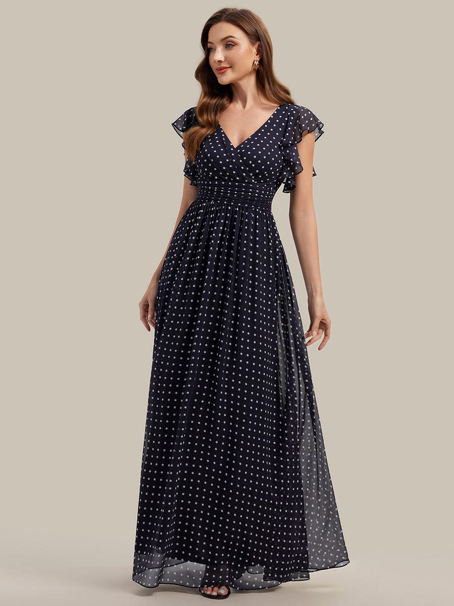 ever LILYANA|Floral V-Neck Open Back Ruffled Sleeves Chiffon Bridesmaid Dress - Image 34