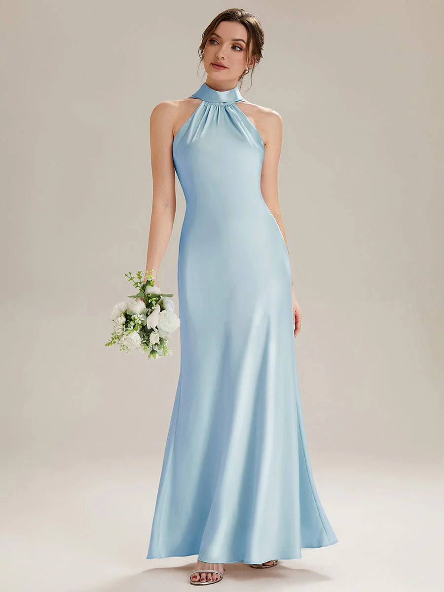 Flowing Ribbons Satin Sleeveless Dress - Image 10