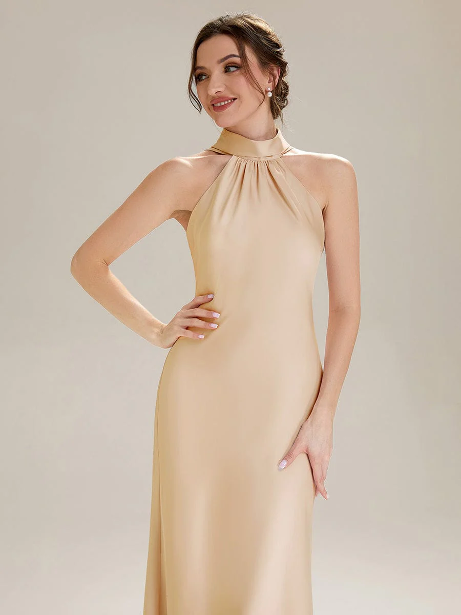 Flowing Ribbons Satin Sleeveless Dress - Image 3