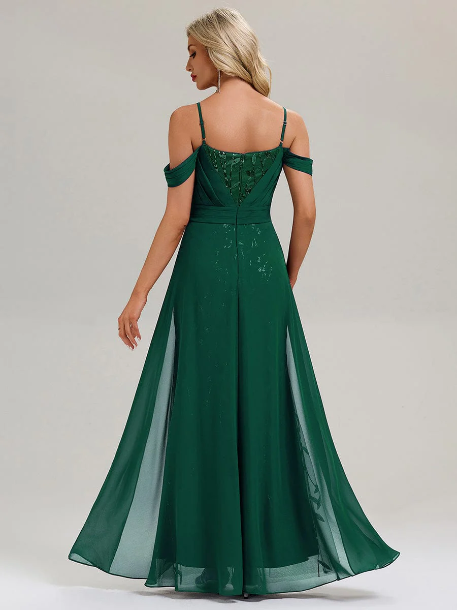 ever MIRA|Designer Chiffon Overskirt Sequin Evening Dress - Image 13