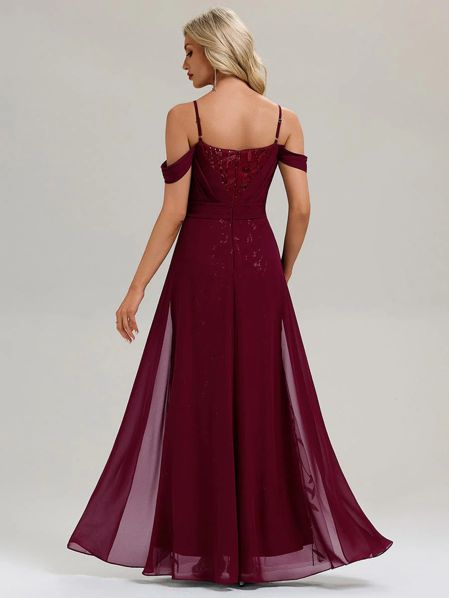 ever MIRA|Designer Chiffon Overskirt Sequin Evening Dress - Image 7