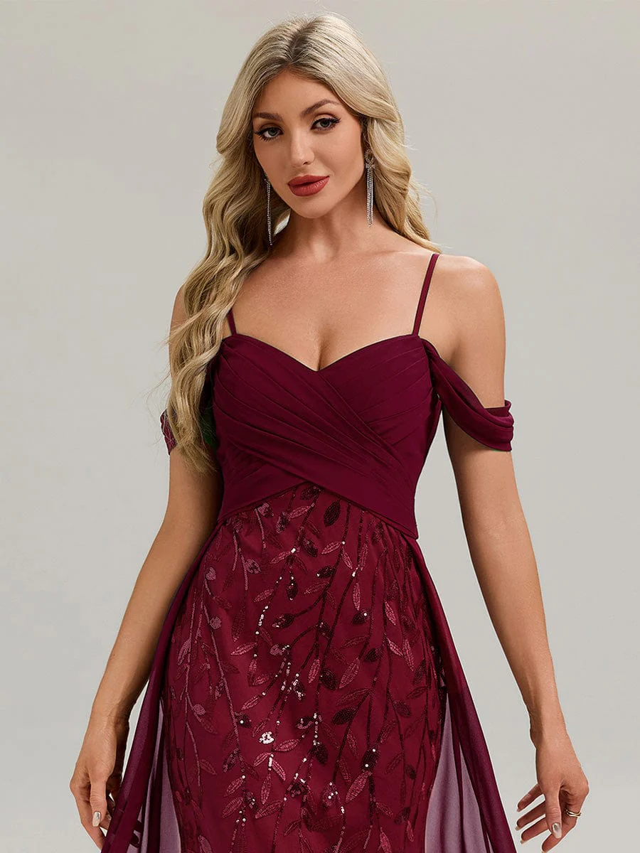 ever MIRA|Designer Chiffon Overskirt Sequin Evening Dress - Image 8