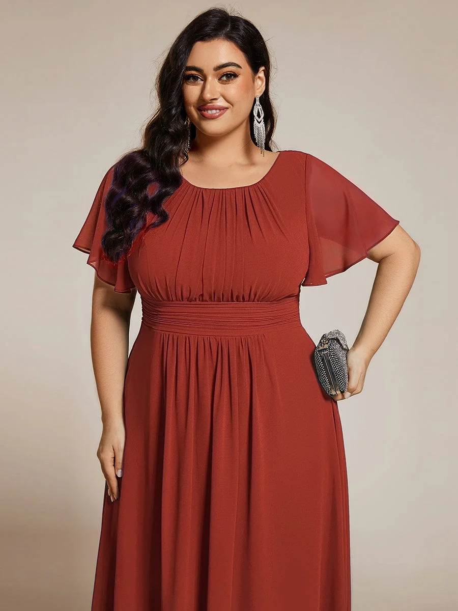 ever EDEN|Chiffon Round Neckline A-Line Midi Wedding Guest Dress - Image 60