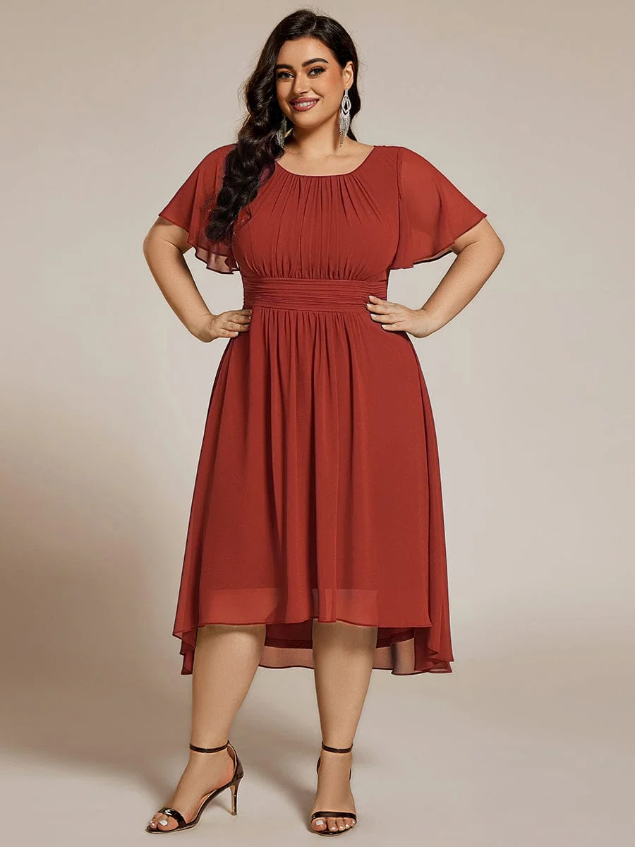 ever EDEN|Chiffon Round Neckline A-Line Midi Wedding Guest Dress - Image 62