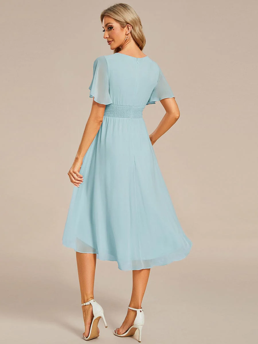 ever EDEN|Chiffon Round Neckline A-Line Midi Wedding Guest Dress - Image 65