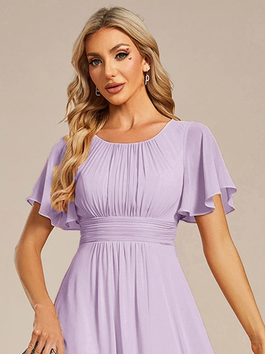 ever EDEN|Chiffon Round Neckline A-Line Midi Wedding Guest Dress - Image 76