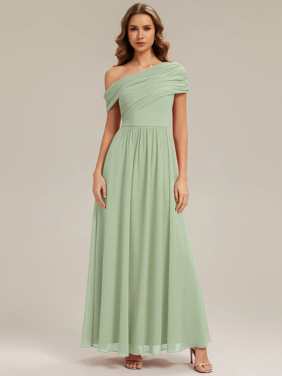 Gathered Chiffon Off the Shoulder Dress - Image 14