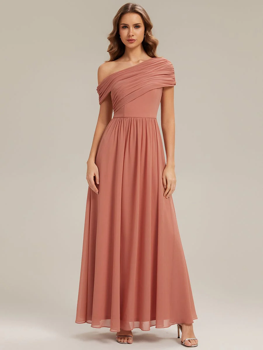 Gathered Chiffon Off the Shoulder Dress - Image 4