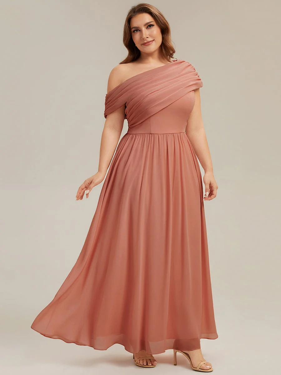 Gathered Chiffon Off the Shoulder Dress - Image 9
