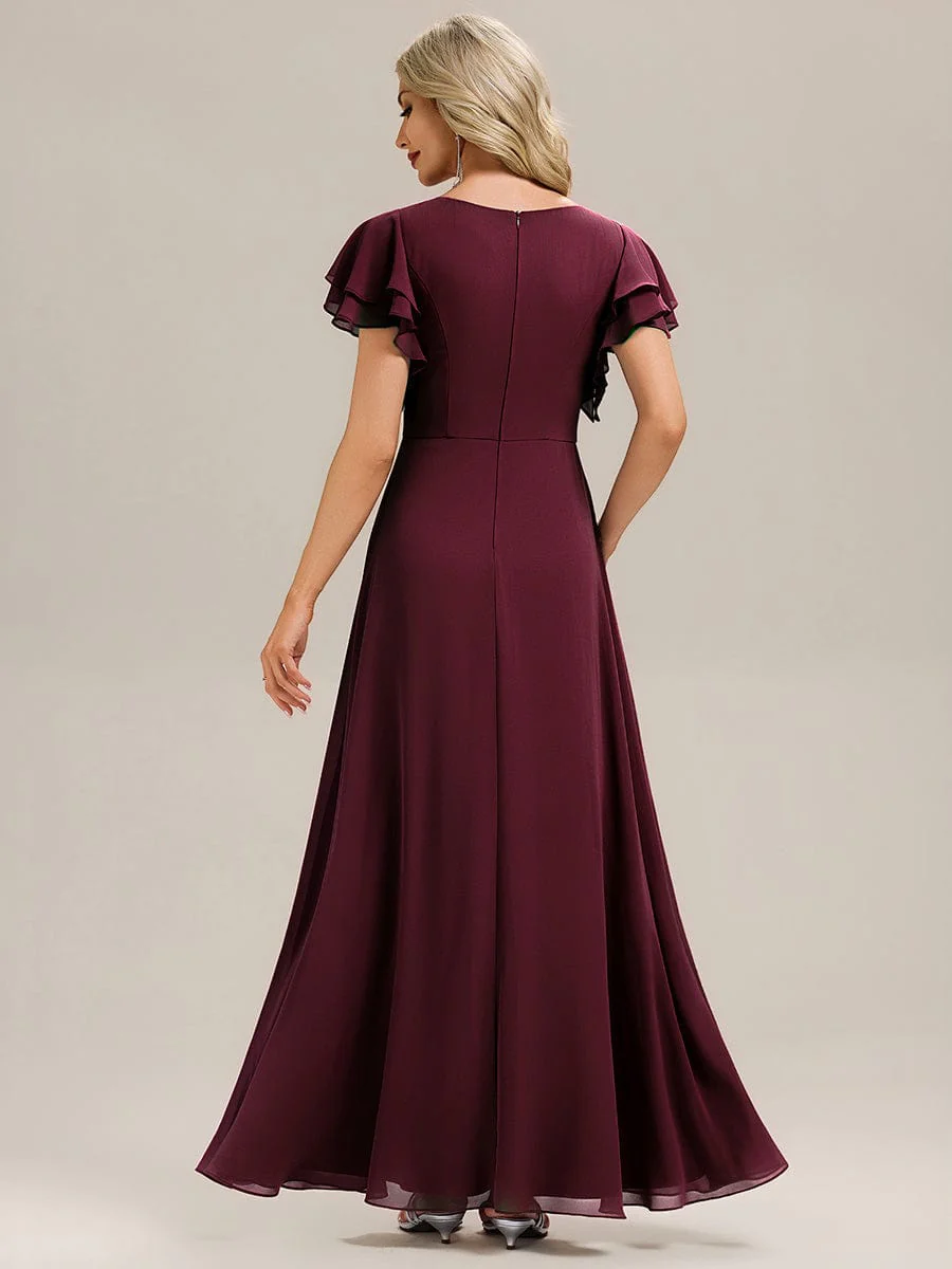 ever ELLIS|Gathered Chiffon Ruffle Sleeve Bridesmaid Dress - Image 12