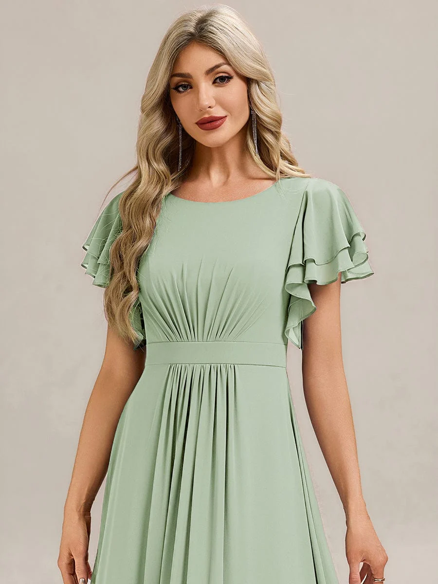 ever ELLIS|Gathered Chiffon Ruffle Sleeve Bridesmaid Dress - Image 13