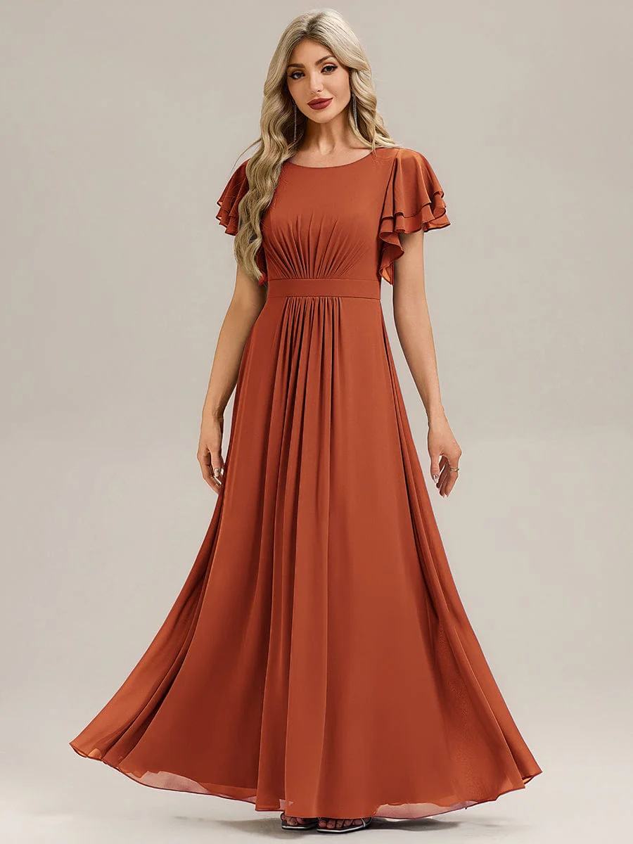 ever ELLIS|Gathered Chiffon Ruffle Sleeve Bridesmaid Dress - Image 21
