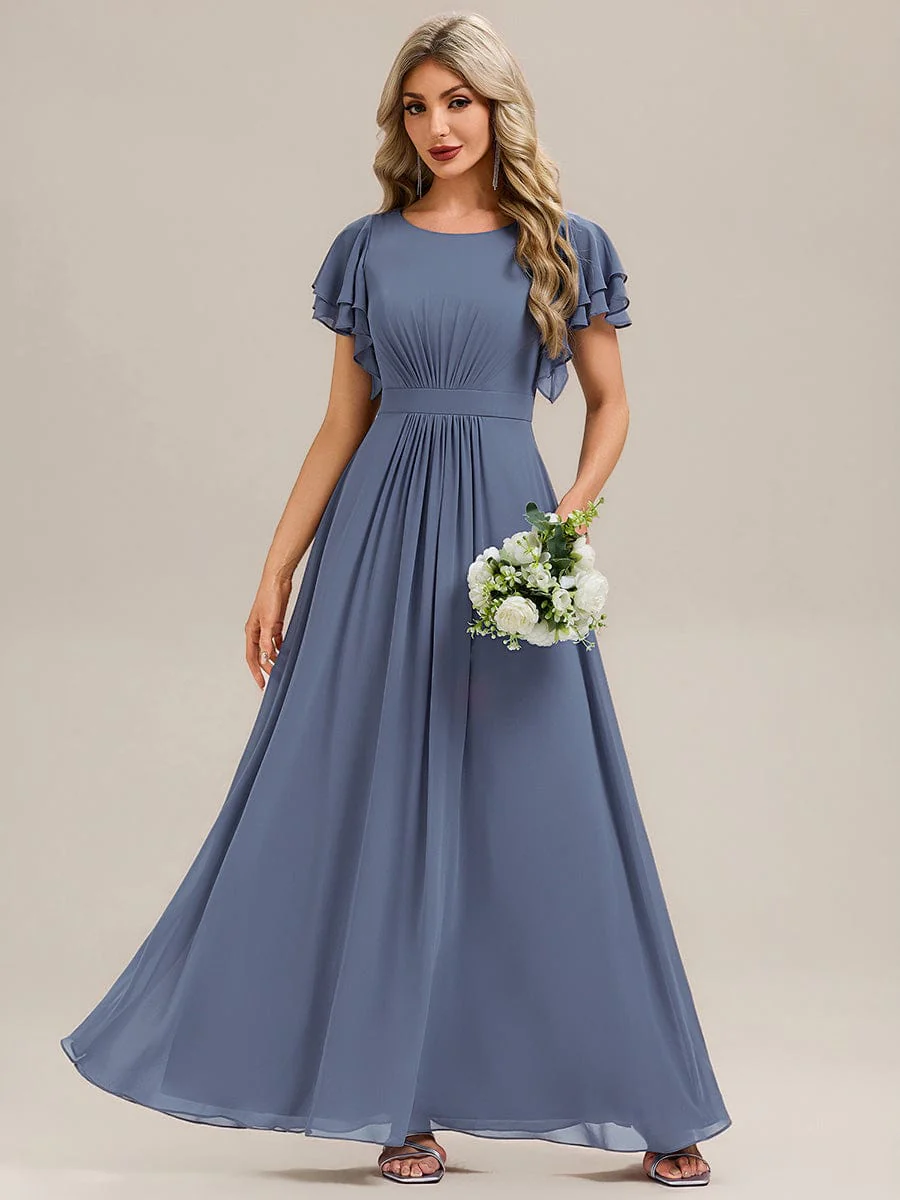 ever ELLIS|Gathered Chiffon Ruffle Sleeve Bridesmaid Dress - Image 9