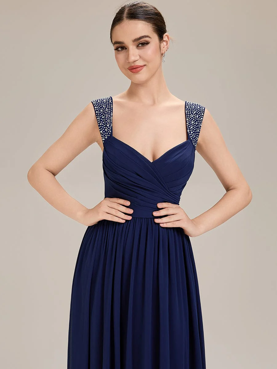 ever LANA|Designer Ruched Chiffon Slit Evening Dress - Image 5