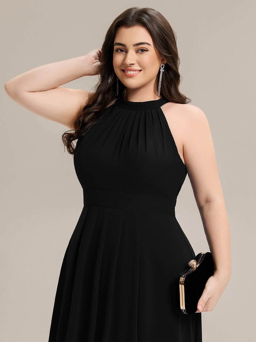 ever JAMIE|Gathered Halter Chiffon Midi Wedding Guest Dress - Image 8
