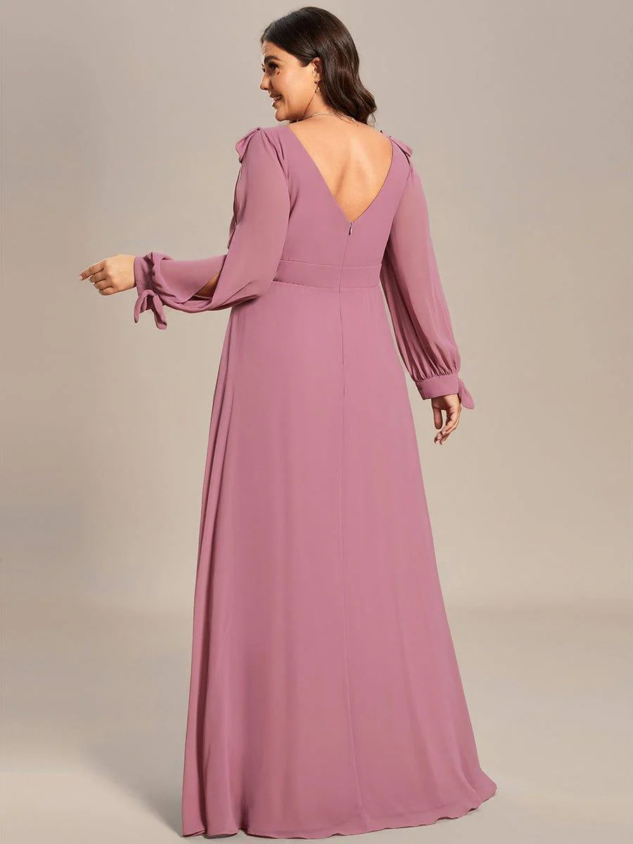 ever IVORY|Gentle Split Low Back Thigh Slit Long Sleeve Wedding Guest Dress - Image 26