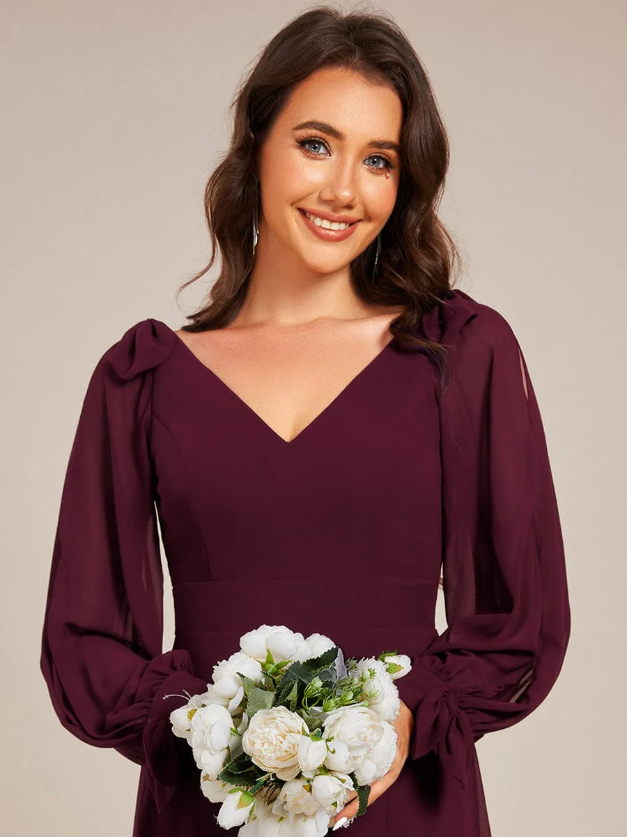 ever IVORY|Gentle Split Low Back Thigh Slit Long Sleeve Wedding Guest Dress - Image 42
