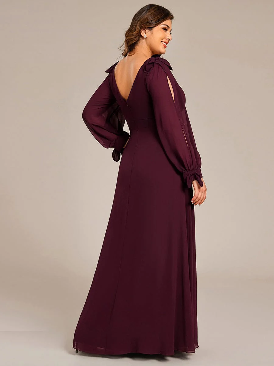 ever IVORY|Gentle Split Low Back Thigh Slit Long Sleeve Wedding Guest Dress - Image 44