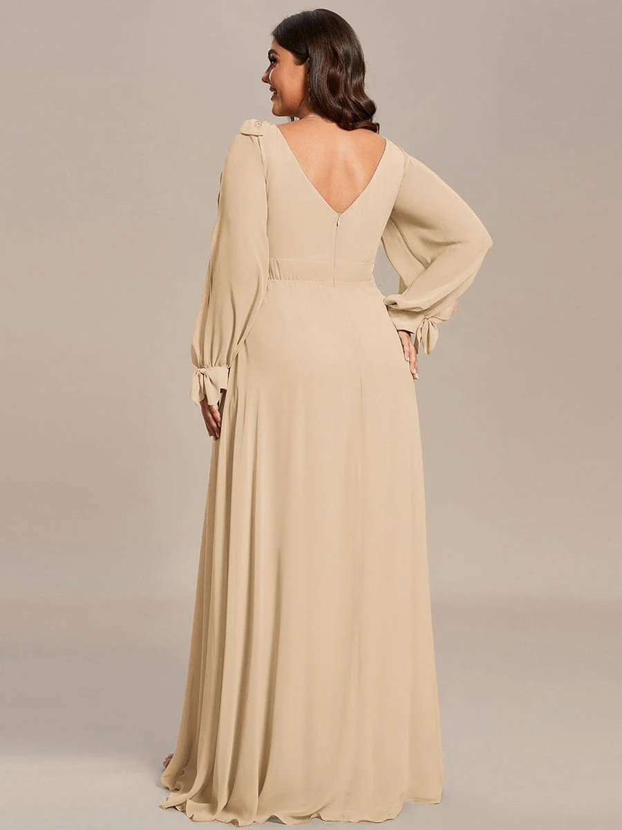 ever IVORY|Gentle Split Sleeve Low Back Thigh Slit Bridesmaid Dress - Image 105