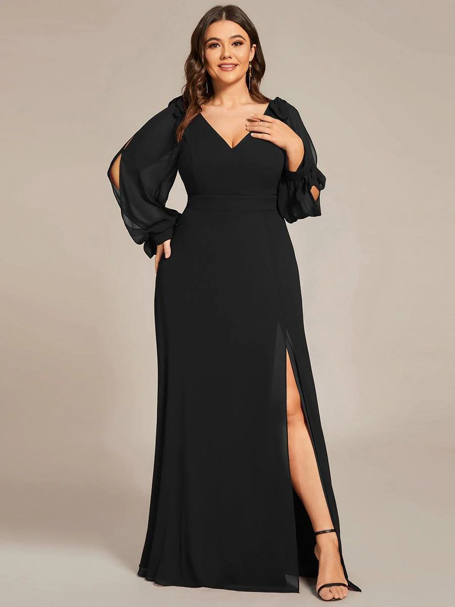 ever IVORY|Gentle Split Sleeve Low Back Thigh Slit Bridesmaid Dress - Image 36