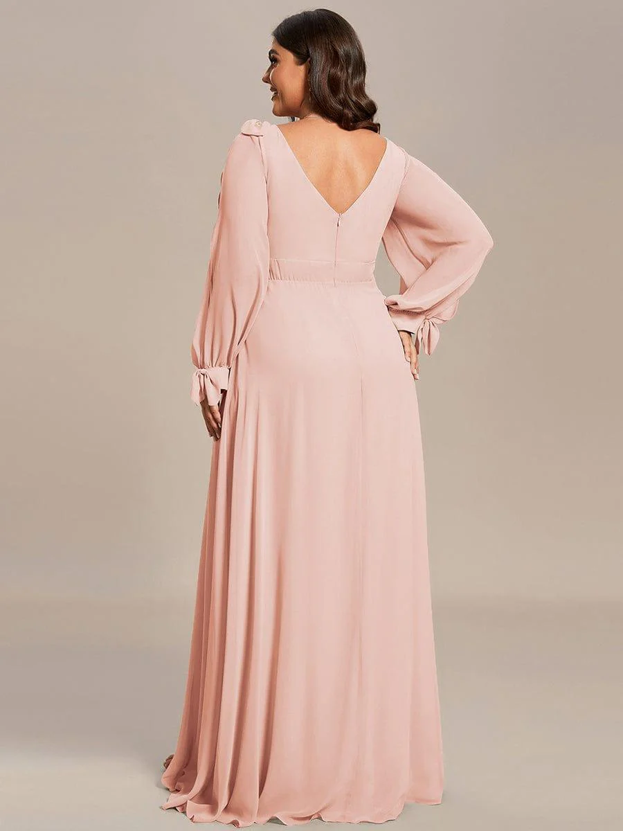 ever IVORY|Gentle Split Sleeve Low Back Thigh Slit Bridesmaid Dress - Image 85