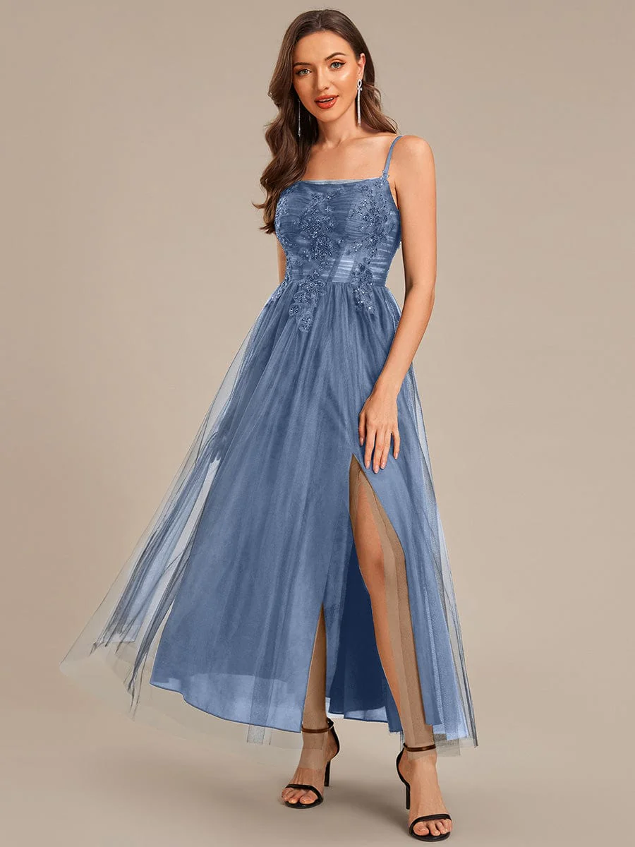 ever MARISOL|Glitter Applique Tulle Evening Dress