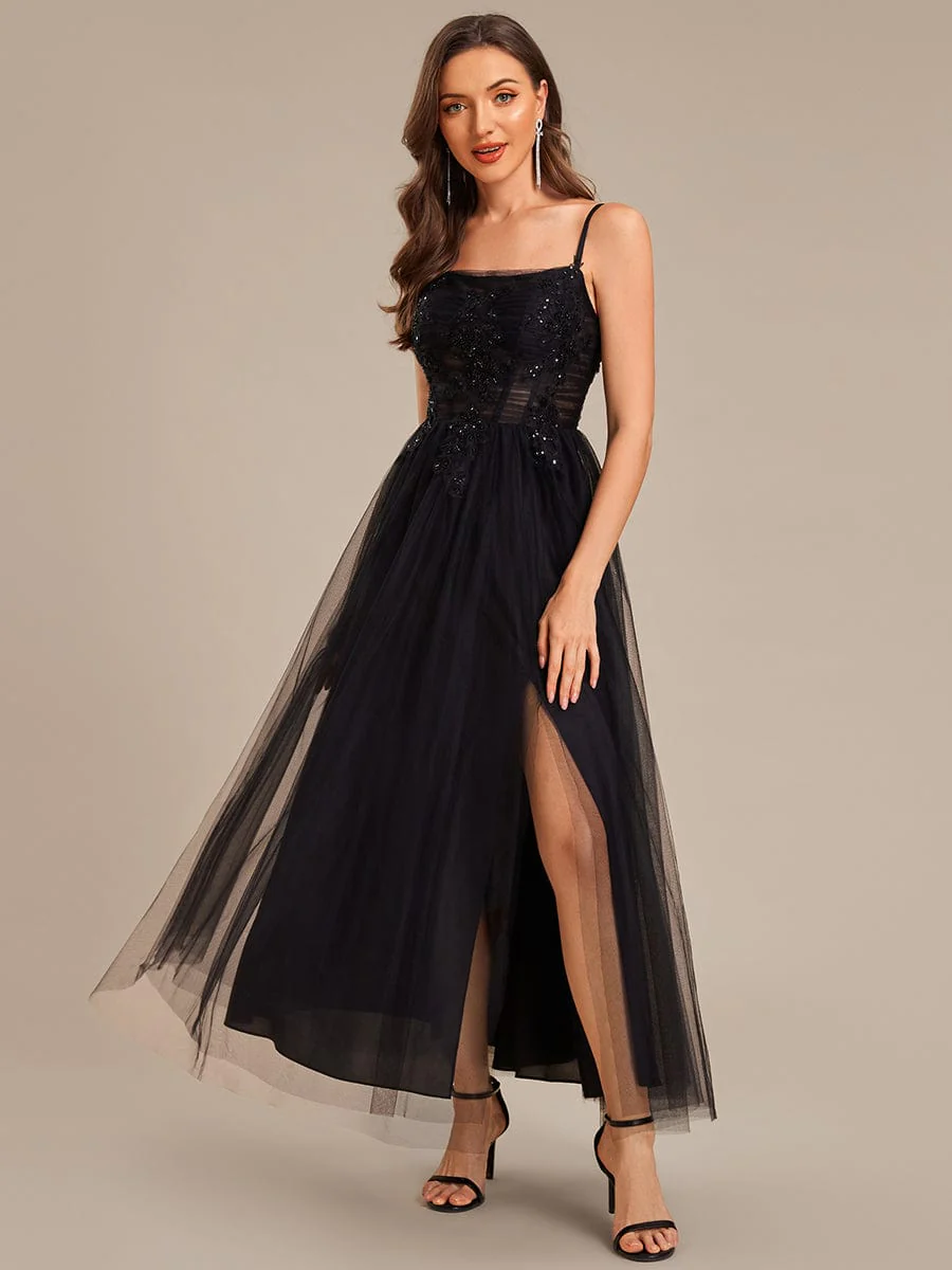 ever MARISOL|Glitter Applique Tulle Evening Dress - Image 3