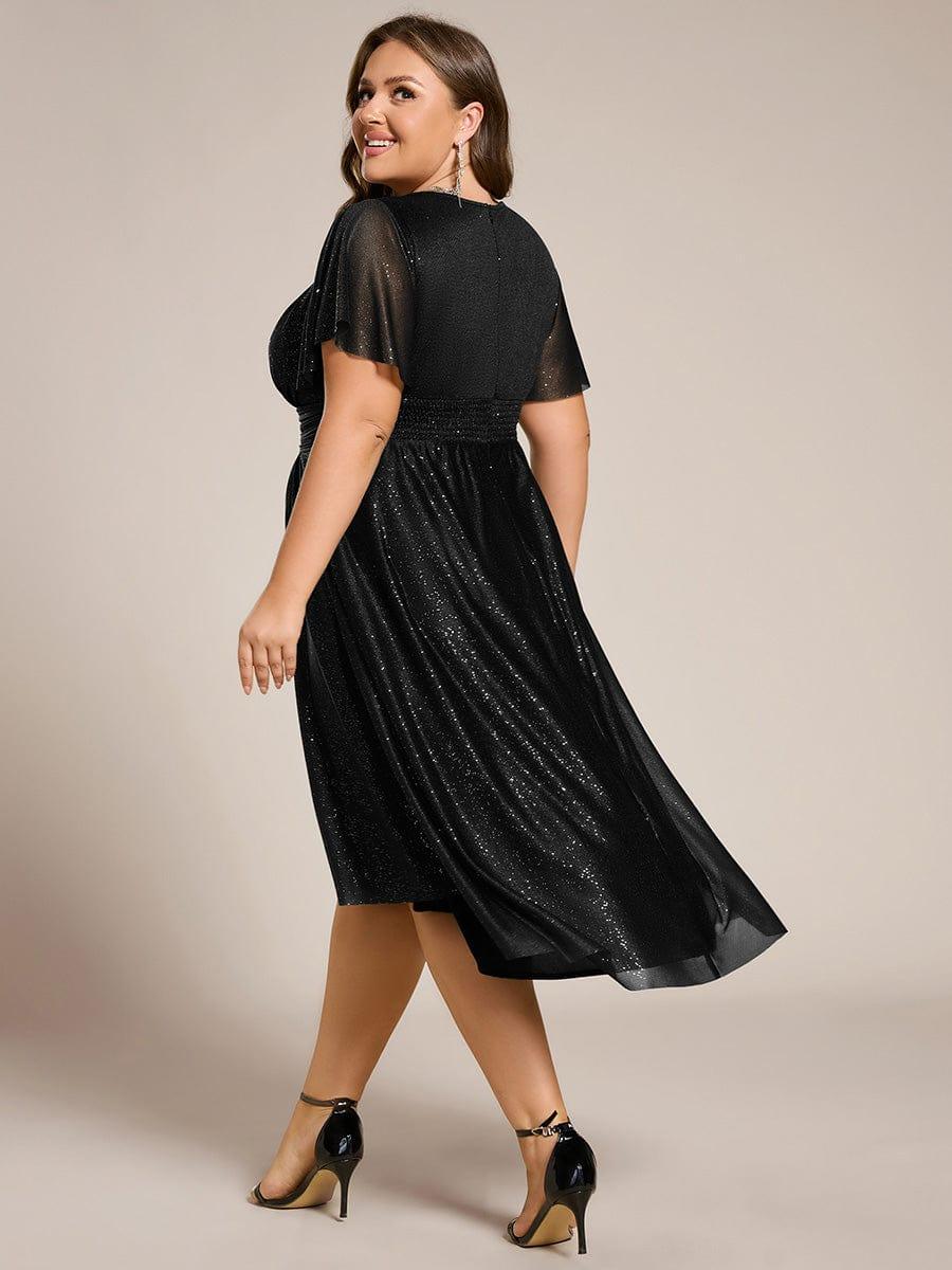 ever CLARYN|Glitter Round Neck Midi Wedding Guest Dress - Image 9