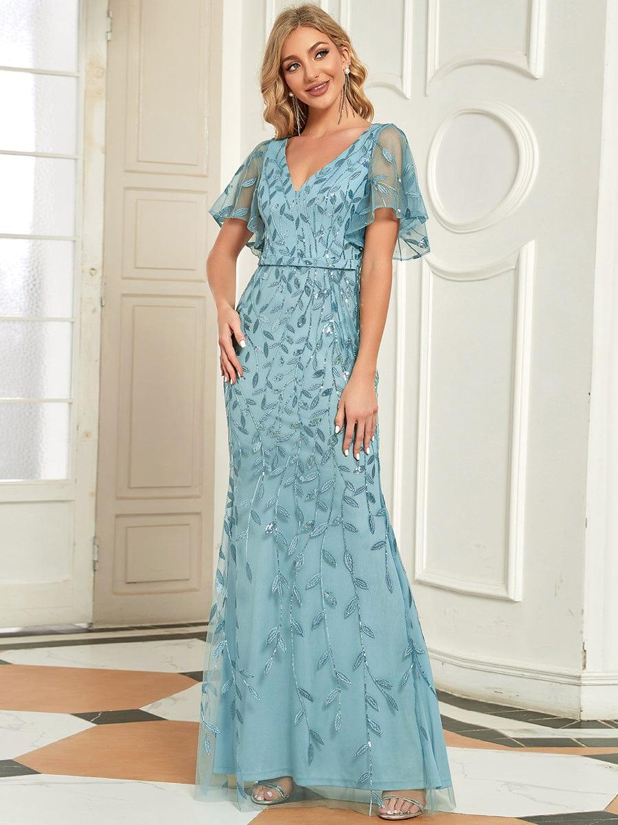 ever DIONE|Gorgeous V Neck Leaf-Sequined Fishtail Party Dress(Final Sale) - Image 25