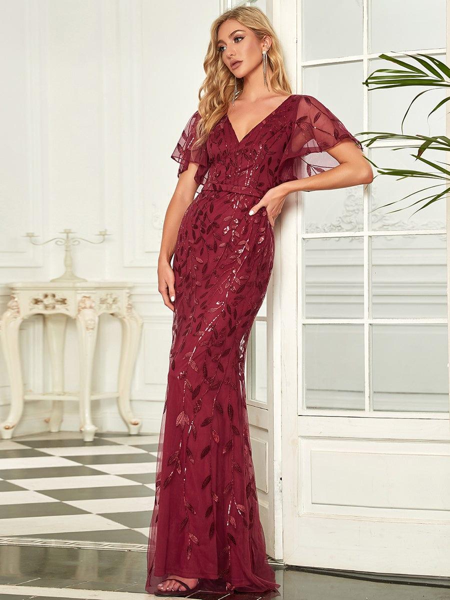 ever DIONE|Gorgeous V Neck Leaf-Sequined Fishtail Party Dress(Final Sale) - Image 34