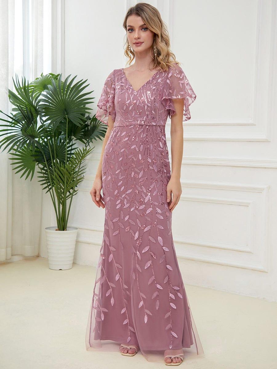 ever DIONE|Gorgeous V Neck Leaf-Sequined Fishtail Party Dress(Final Sale) - Image 39