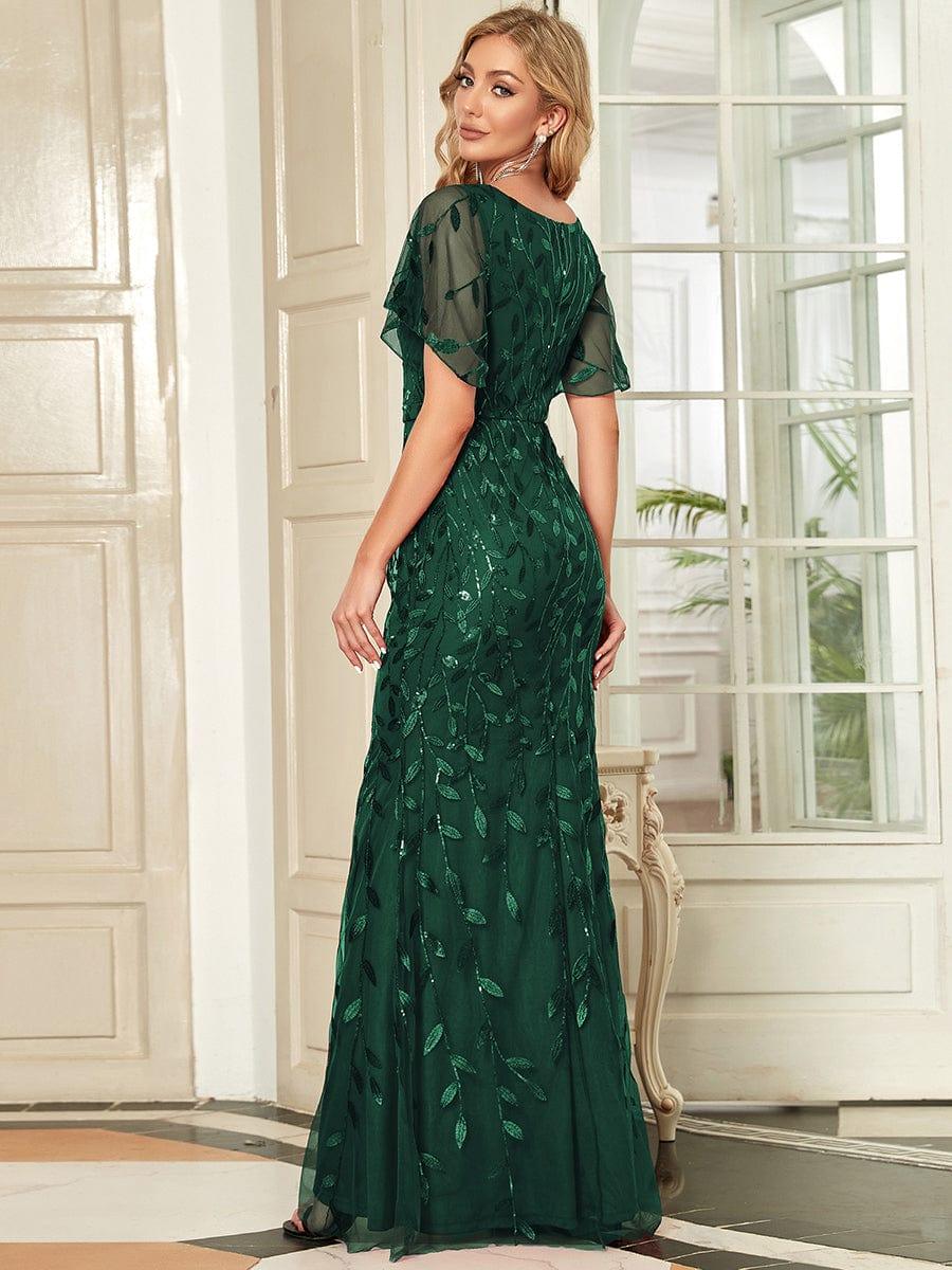 ever DIONE|Gorgeous V Neck Leaf-Sequined Fishtail Party Dress(Final Sale) - Image 4