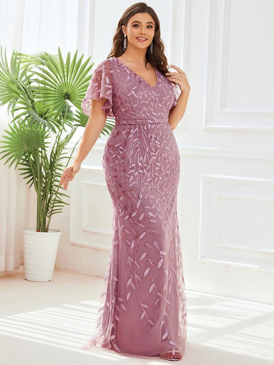 ever DIONE|Gorgeous V Neck Leaf-Sequined Fishtail Party Dress(Final Sale) - Image 45