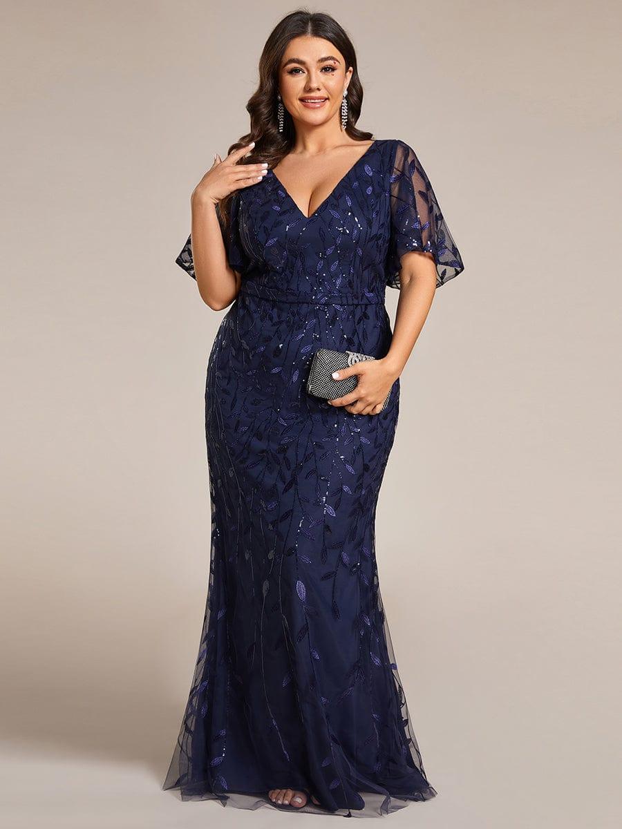ever DIONE|Gorgeous V Neck Leaf-Sequined Fishtail Party Dress(Final Sale) - Image 57