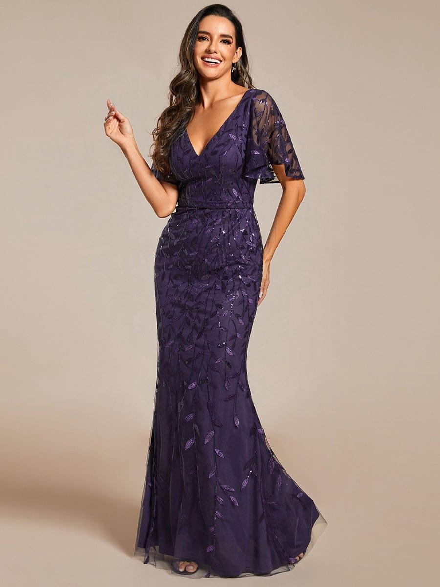 ever DIONE|Gorgeous V Neck Leaf-Sequined Fishtail Party Dress(Final Sale) - Image 76