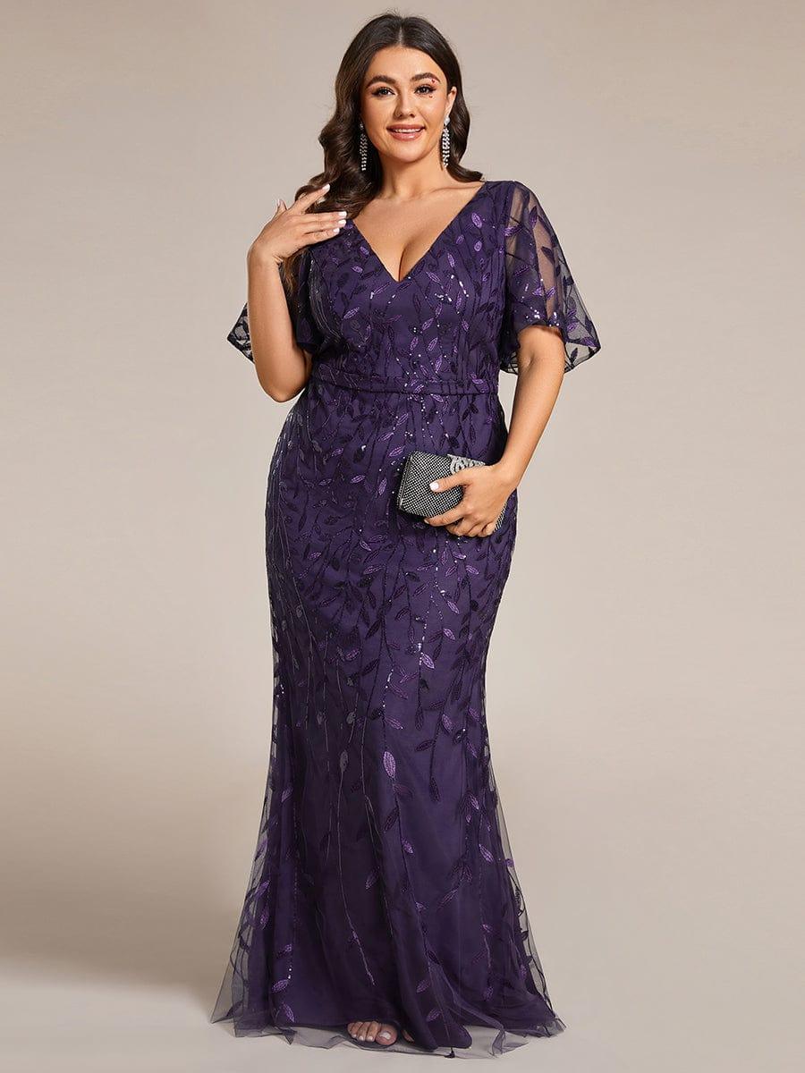 ever DIONE|Gorgeous V Neck Leaf-Sequined Fishtail Party Dress(Final Sale) - Image 81