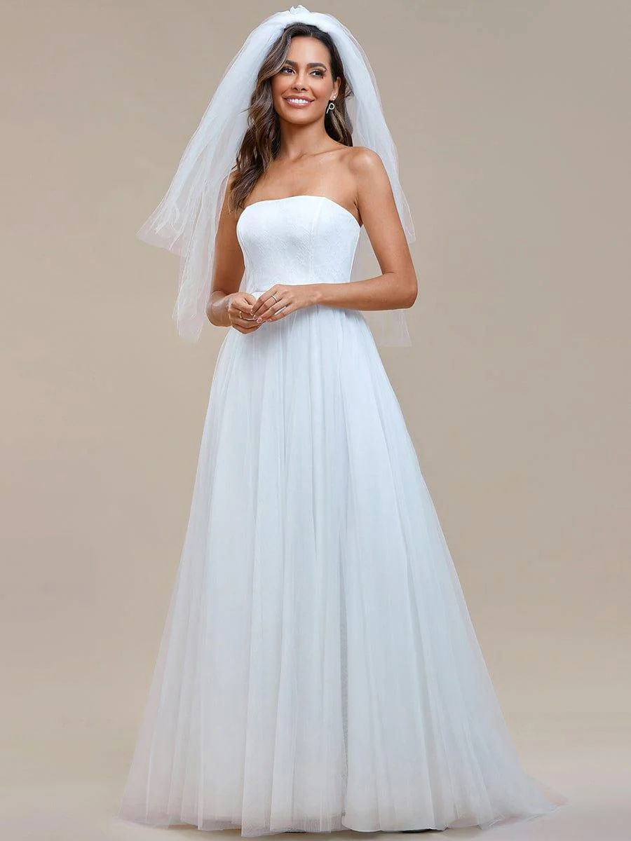 Graceful Strapless Sleeveless A-Line Wedding Dress - Image 4