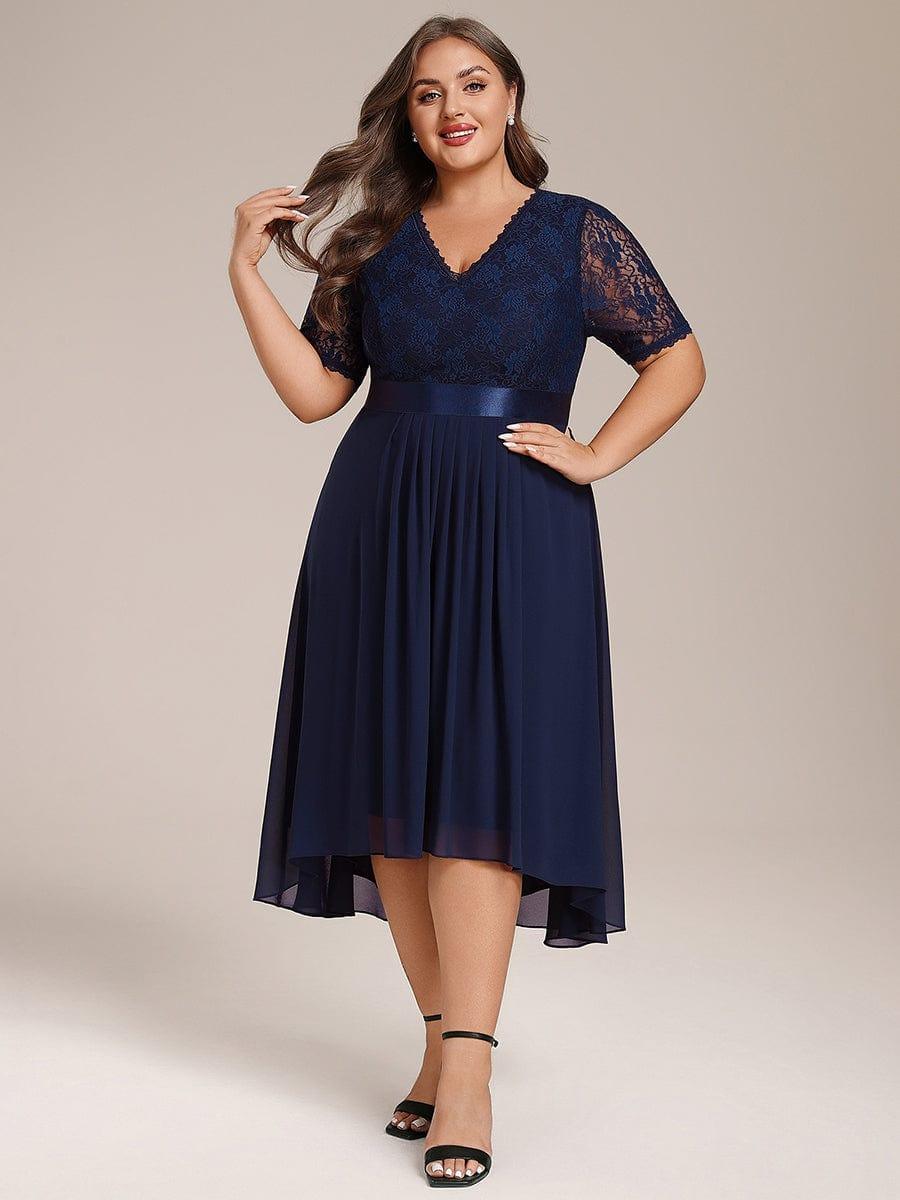 ever JOLEN|Half Sleeve V Neck Midi Wedding Guest Dress With Lace - Image 16
