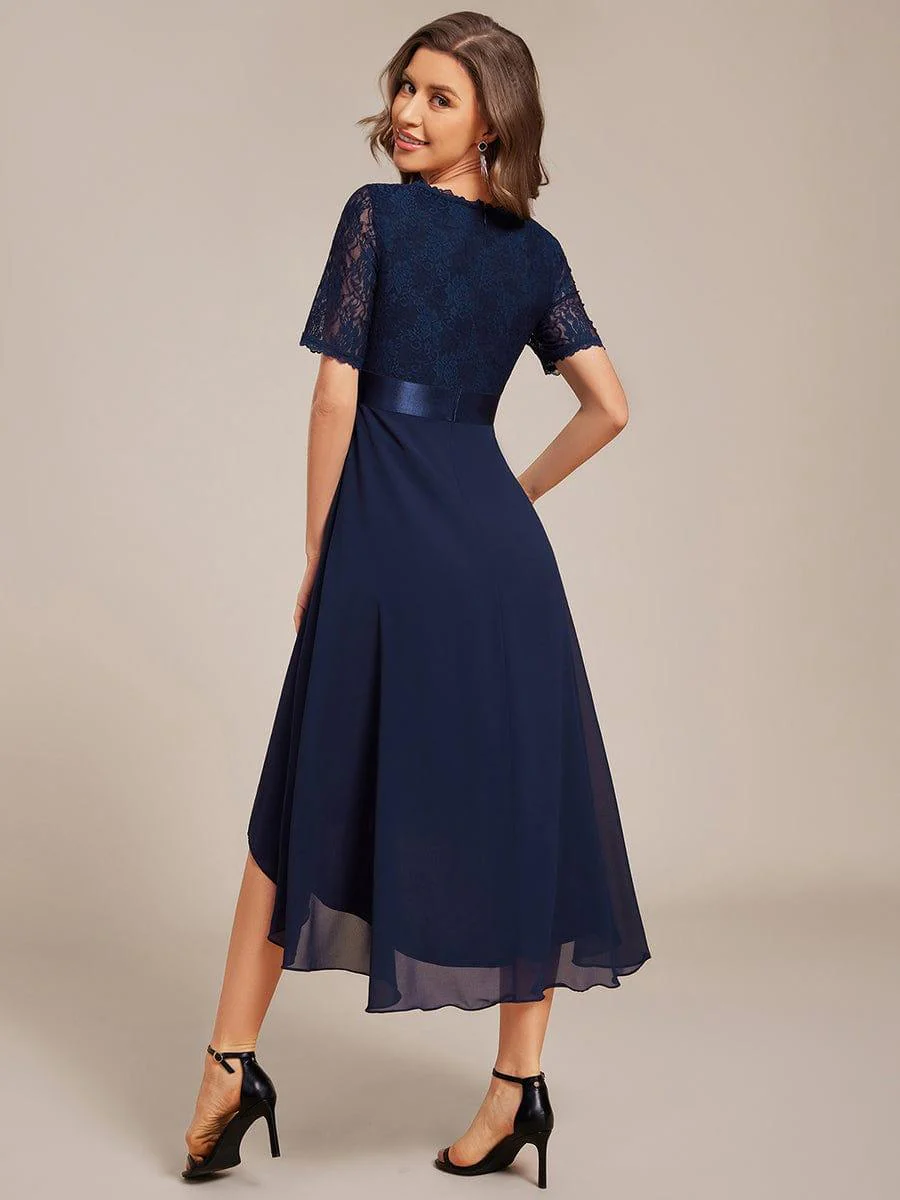 ever JOLEN|Half Sleeve V Neck Midi Wedding Guest Dress With Lace - Image 2