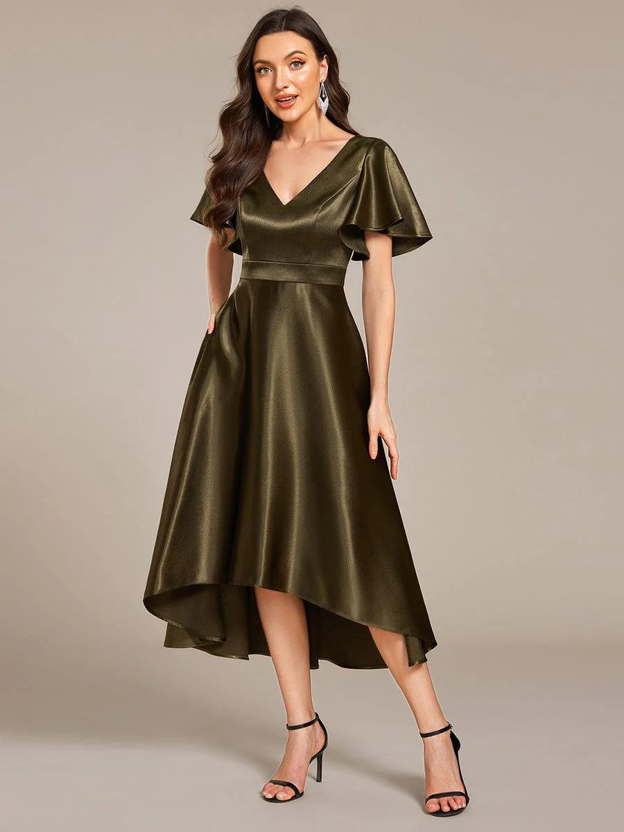 ever SCARLEN|High-Low Satin Bridesmaid Dress with Pockets - Image 27