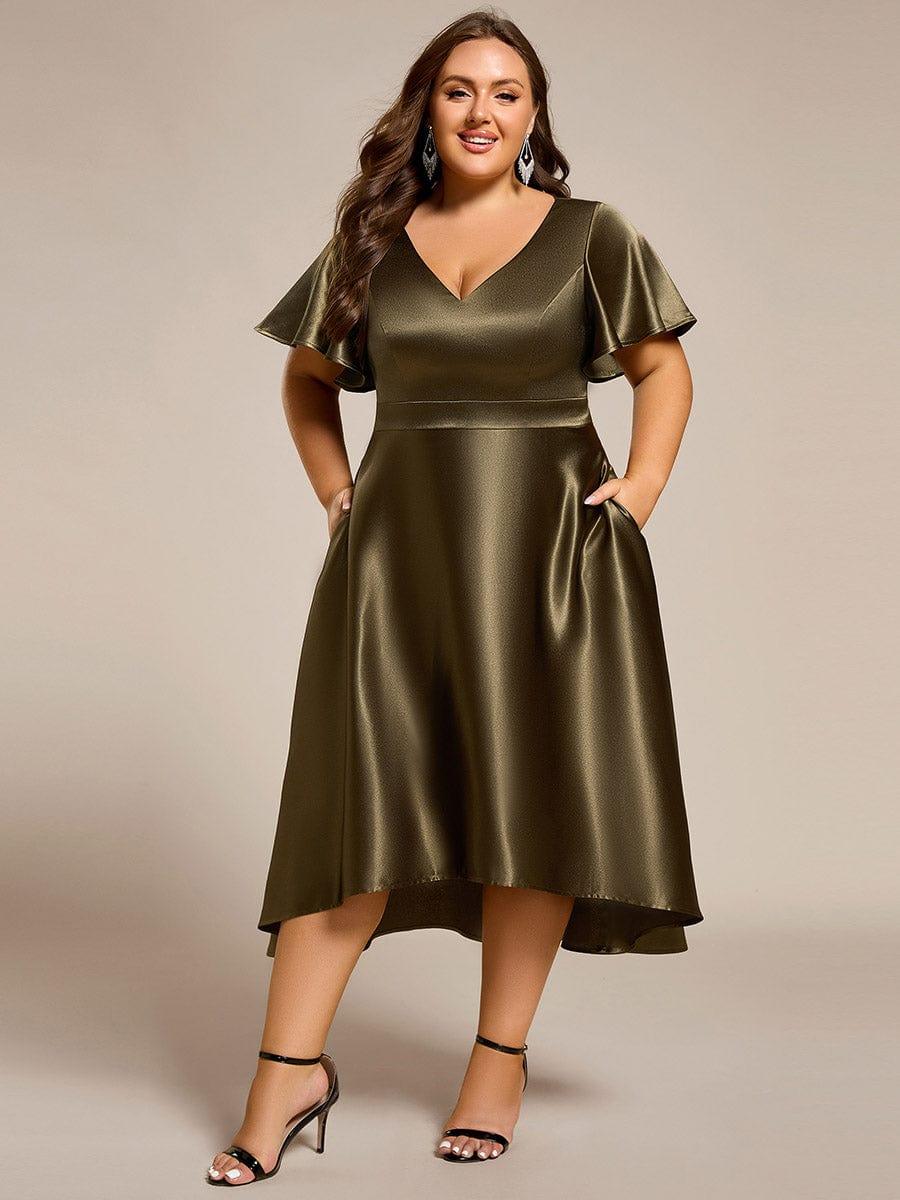 ever SCARLEN|High-Low Satin Bridesmaid Dress with Pockets - Image 28