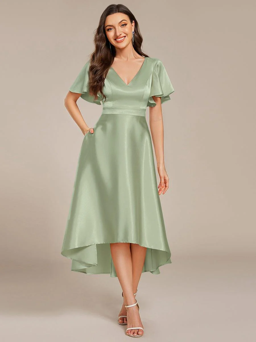 ever SCARLEN|High-Low Satin Bridesmaid Dress with Pockets - Image 33