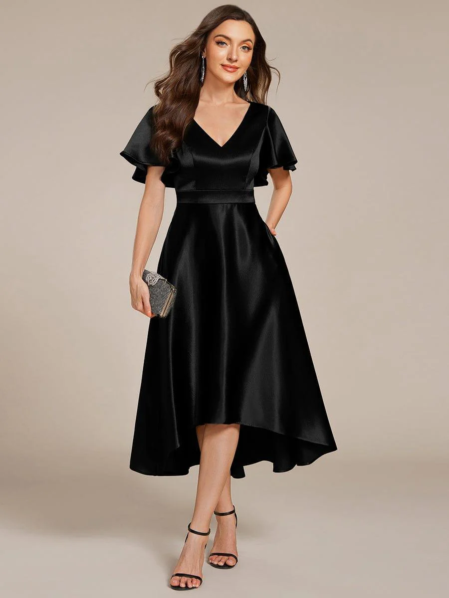 ever SCARLEN|High-Low Satin Bridesmaid Dress with Pockets - Image 36