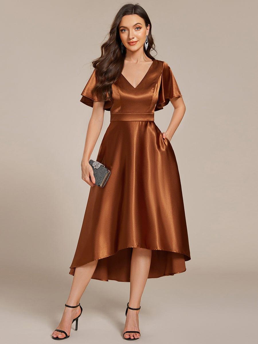 ever SCARLEN|High-Low Satin Bridesmaid Dress with Pockets - Image 6