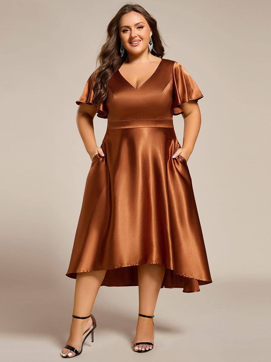ever SCARLEN|High-Low Satin Wedding Guest Dress with Pockets - Image 17