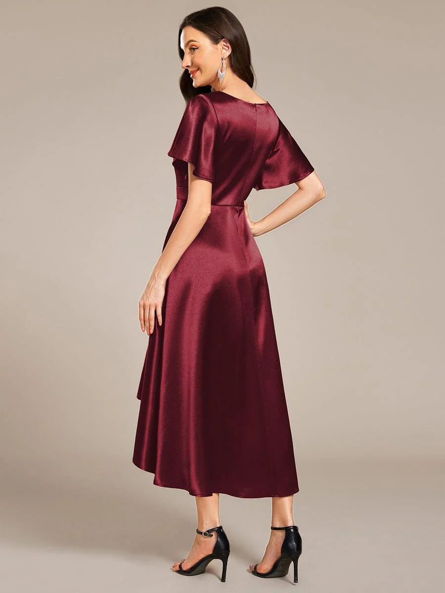 ever SCARLEN|High-Low Satin Wedding Guest Dress with Pockets - Image 38